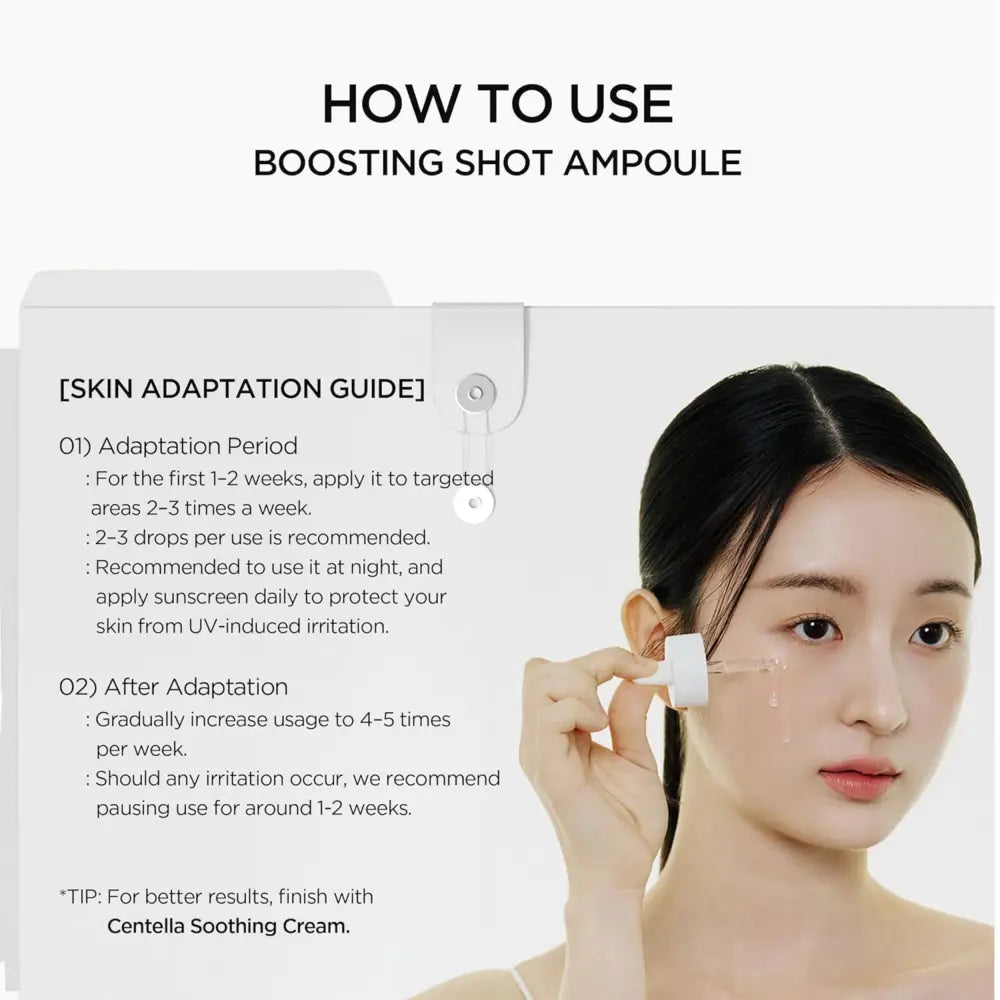 White plastic applicator with rounded tip and circular button for madagascar centella niacinamide boosting shot ampoule south africa