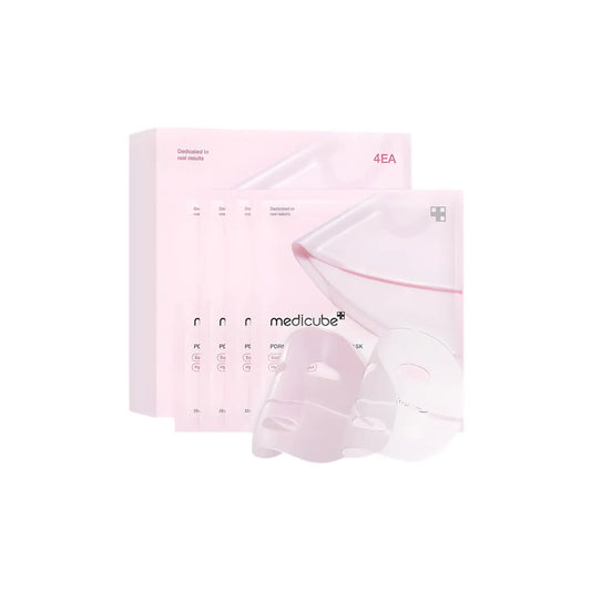 Pink medicube pdrn pink collagen gel mask set with translucent collagen gel masks in sleek packaging for skincare use