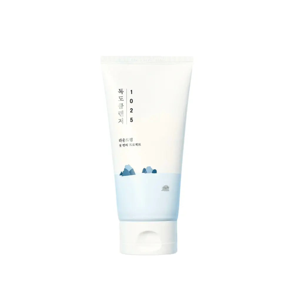 Minimalist white and light blue 1025 dokdo cleanser tube with mountain design for authentic k-beauty korean skincare South Africa