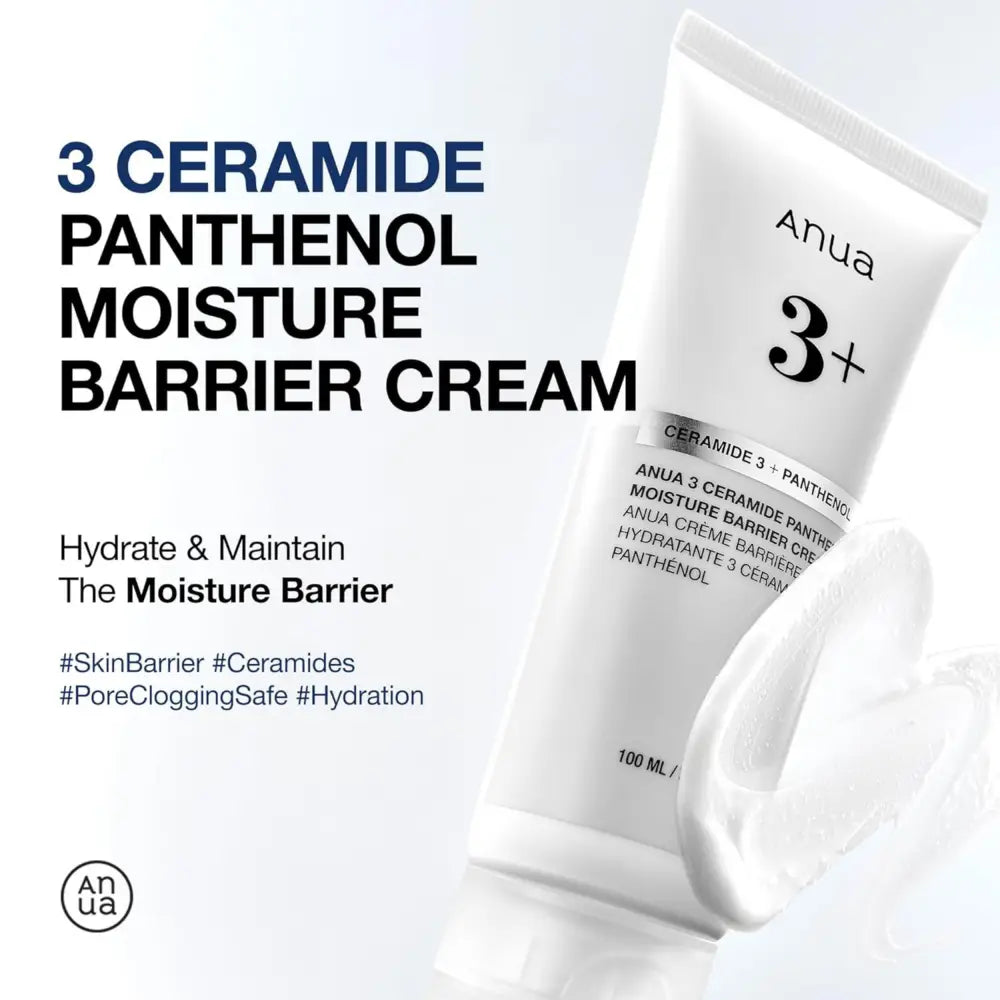 White tube of anua 3 ceramide panthenol moisture barrier cream for authentic k-beauty and korean skincare south africa
