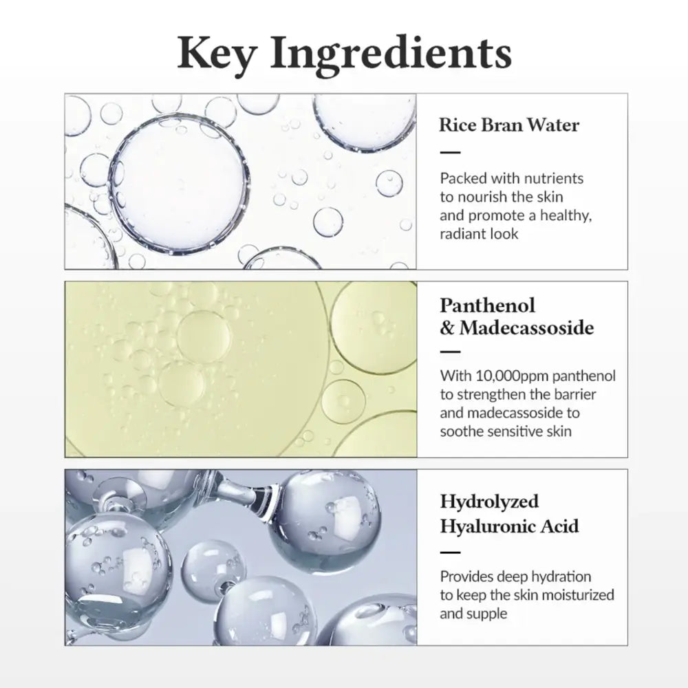 The 345 relief cream mist 100ml features rice bran water panthenol madecassoside and hydrolyzed hyaluronic acid to support the moisture barrier