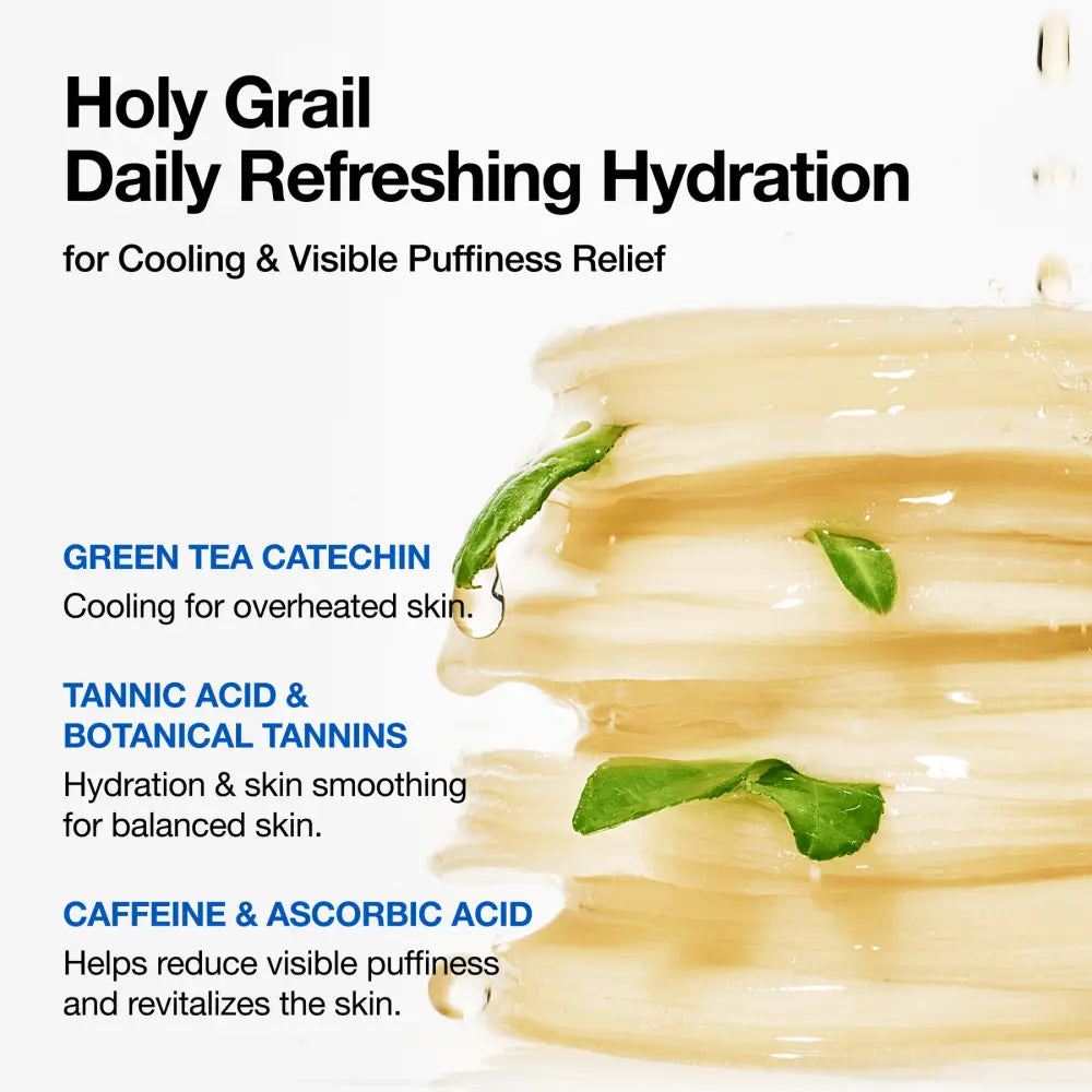 A translucent golden liquid with fresh green mint leaves in 8 hyaluronic acid catechin calming pad for authentic k-beauty