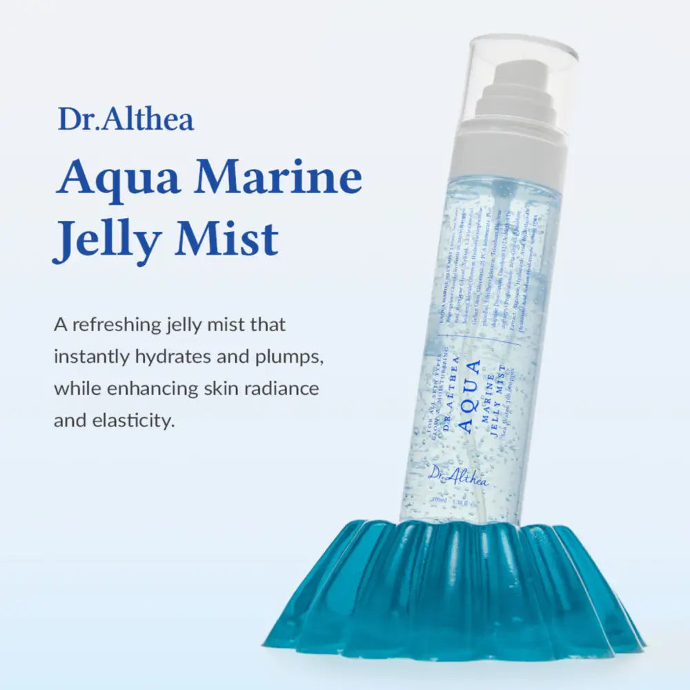 Dr Aqua Marine Jelly Mist 100ml bottle showcasing vegan pdrn formula for hydrating marine jelly mist skincare