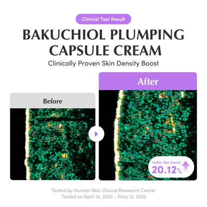 Bakuchiol plumping capsule cream 50ml showing clinical test before and after skin density improvement korean skincare South Africa