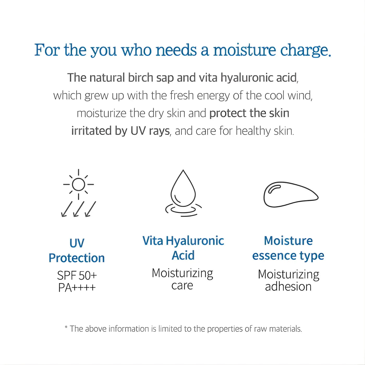 Birch juice moisturizing sunscreen with natural birch sap vita hyaluronic acid spf 50 pa++++ for dry skin care