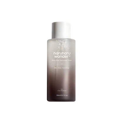A sleek gradient-tinted glass bottle of haruharu wonder black rice hydrating toner for authentic k-beauty and korean skincare south africa