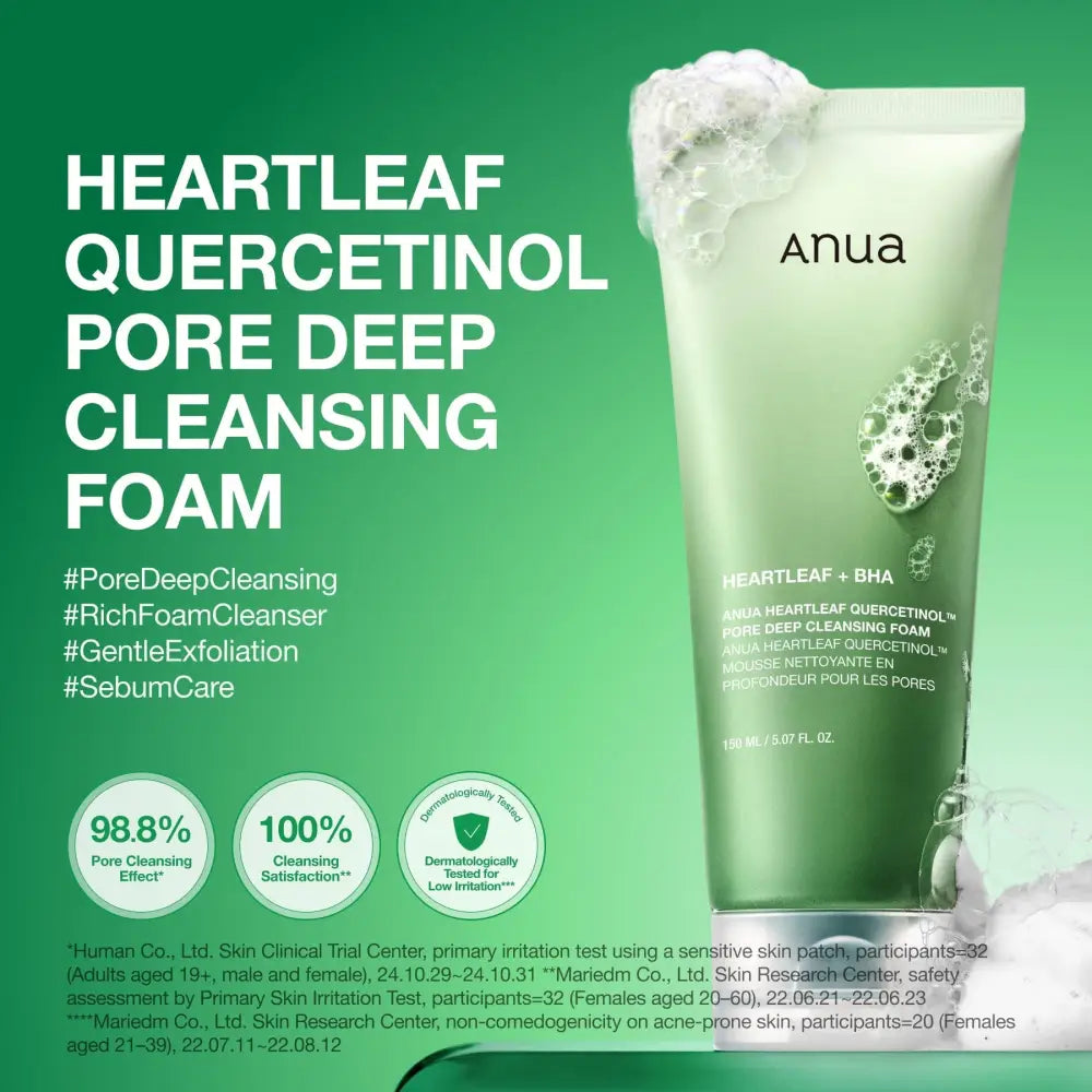 Heartleaf Quercetinol Pore Deep Cleansing Foam 150ml - Water Based Cleanser Anua Facial Cleansers