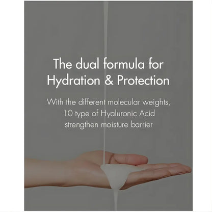A creamy white hyal reyouth serum being poured into a hand from ceuracle hyal reyouth ten types product packaging