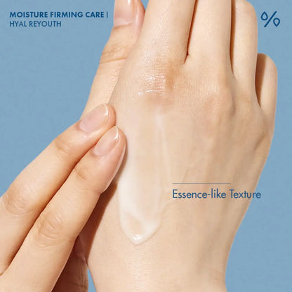 A translucent gel-like essence of ceuracle hyal reyouth moist sun spf 50+ pa++++ being applied to the back of a hand