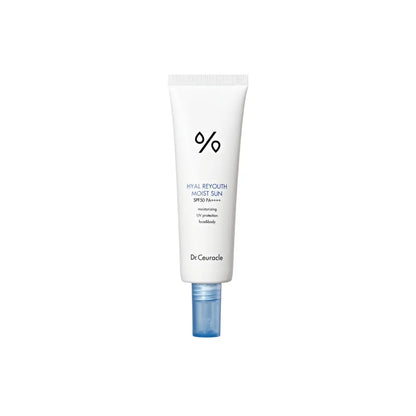 White tube of ceuracle hyal reyouth moist sun spf 50 plus pa plus plus plus 50ml for daily sun protection