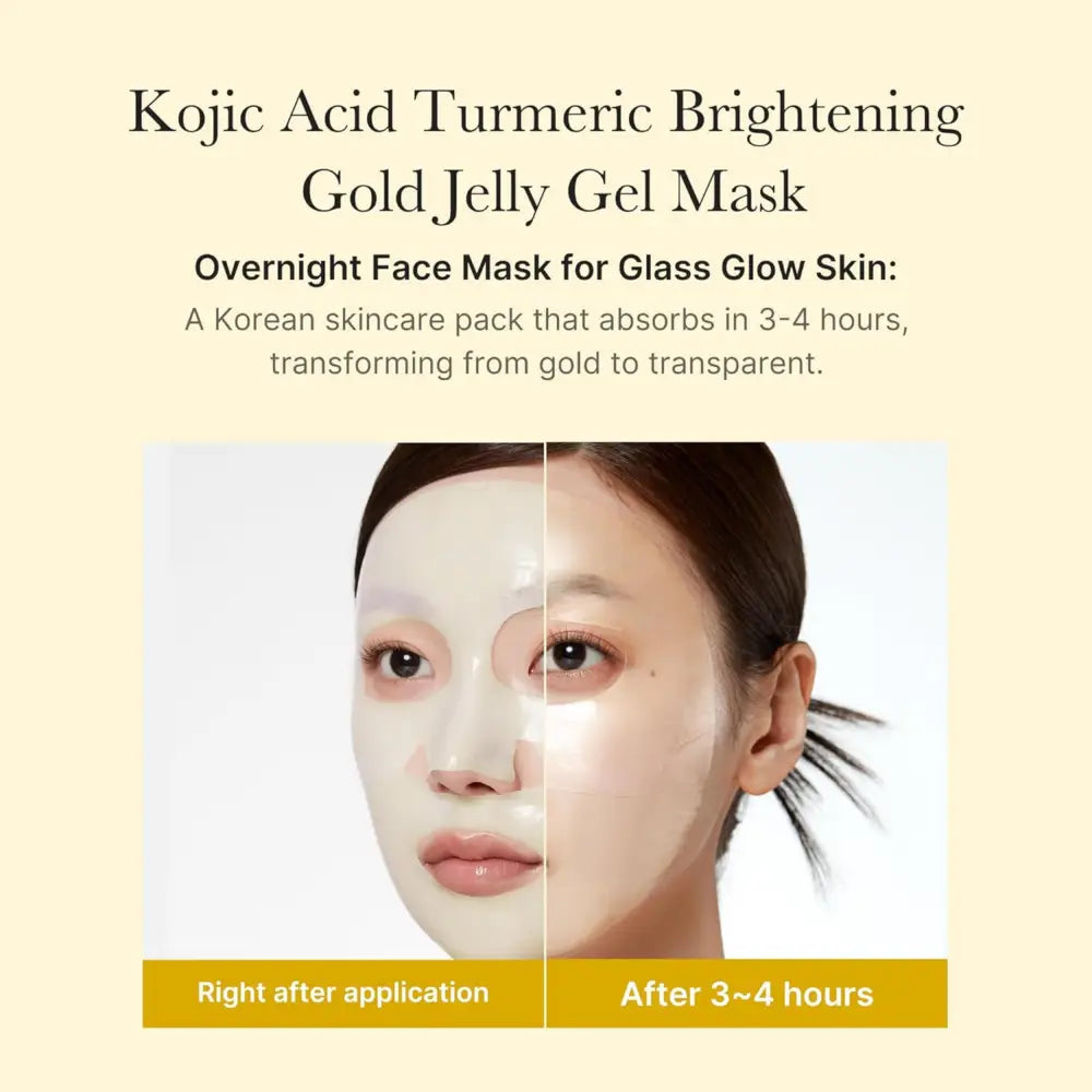Kojic acid turmeric gel mask 4ea translucent gold jelly gel transforms clear for targeted radiance care authentic korean skincare