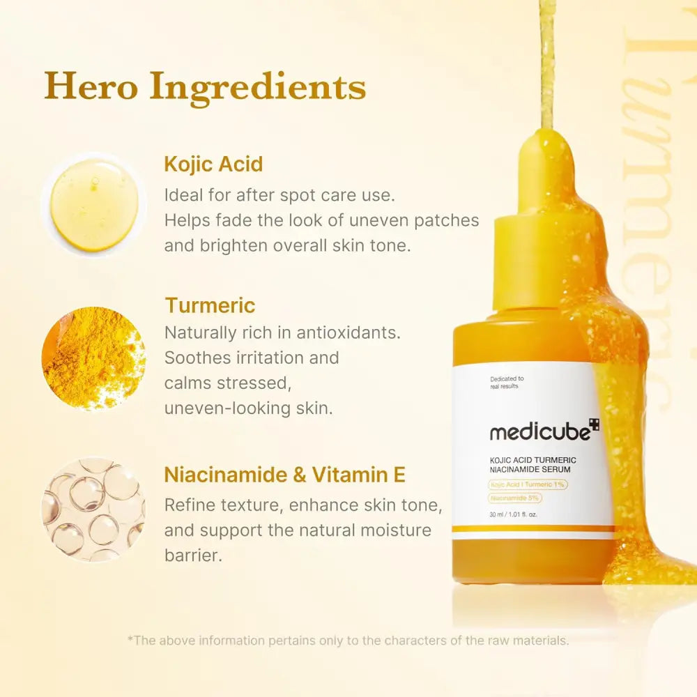 Kojic Acid Turmeric Niacinamide Serum 30ml - and Ampoule Medicube Face Serums