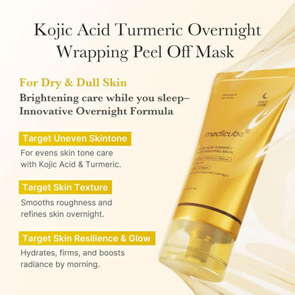 Golden tube of medicube kojic acid turmeric overnight wrapping mask 75ml for korean skincare south africa uses