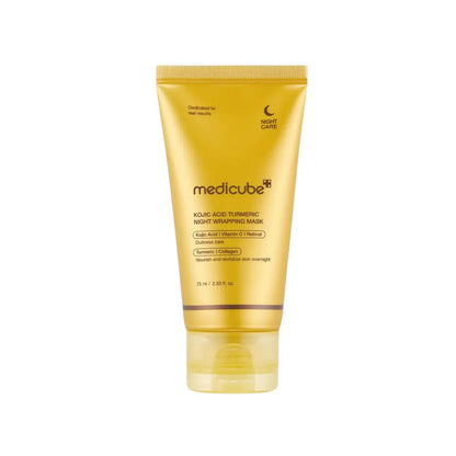 Golden tube of medicube kojic acid turmeric overnight wrapping mask 75ml for korean skincare south africa use