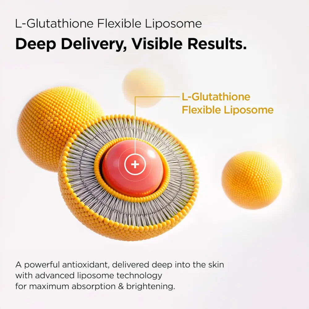 L-glutathione vitamin boosting toner 150ml with flexible liposome orange outer layer red core for deep skin vitamin delivery korean skincare south africa