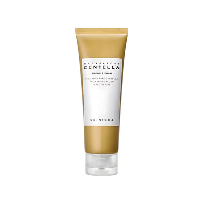 Gold-colored tube of skin1004 madagascar centella ampoule foam 125ml for gentle cleansing with centella ampoule foam benefits