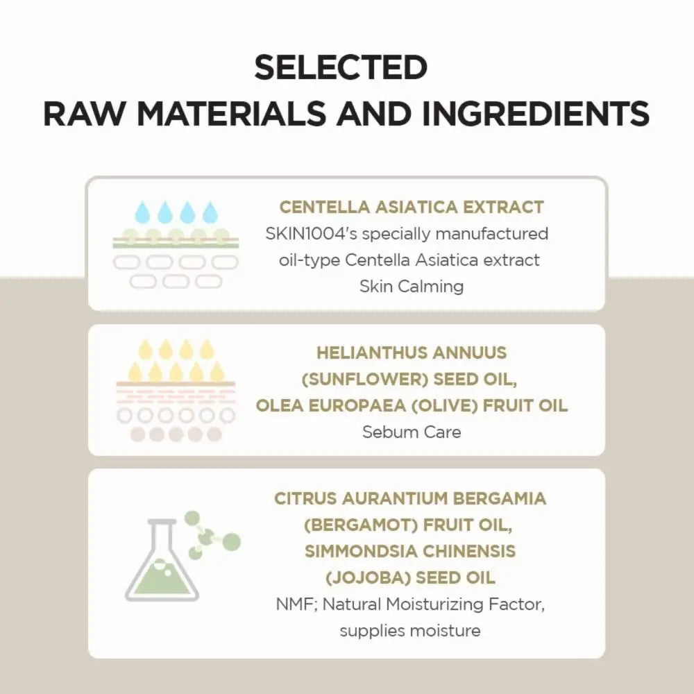 The back side of a skin1004 madagascar centella light cleansing oil 200ml lists authentic k-beauty ingredients for korean skincare south africa