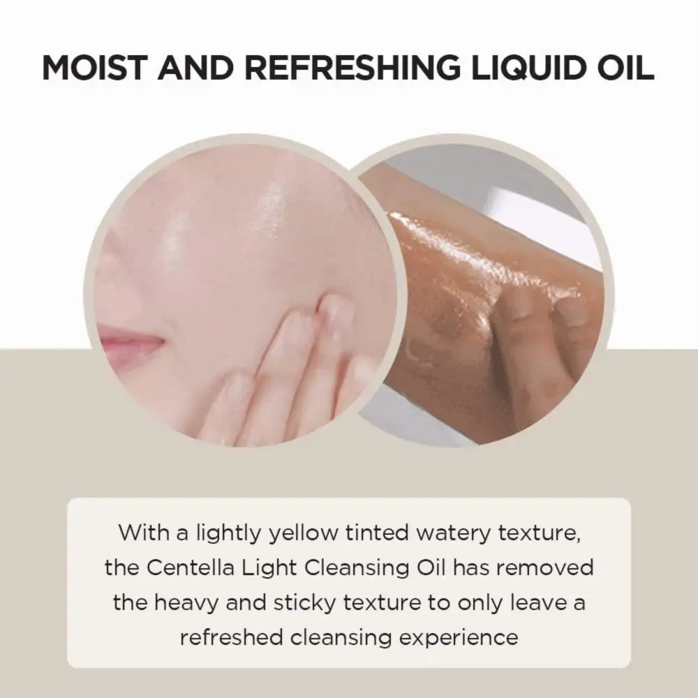 Madagascar Centella light cleansing oil 200ml with a refreshing lightly yellow-tinted texture for authentic k-beauty skincare