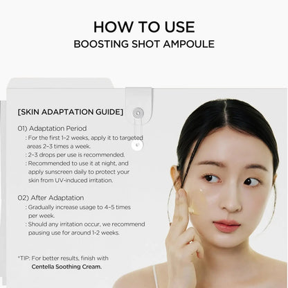 A sleek white ampoule bottle with a dropper cap for madagascar centella retinol boosting shot ampoule 30ml