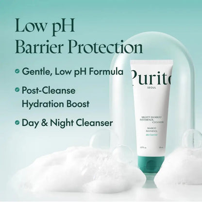 White tube of purito seoul mighty bamboo panthenol cleanser 150ml with teal cap for authentic k-beauty korean skincare south africa