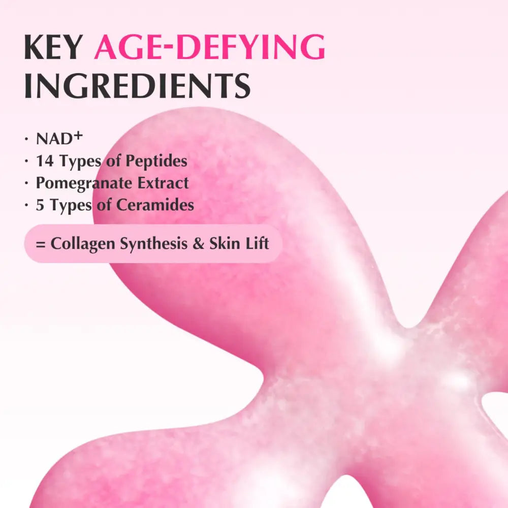 Pink glossy gel-like texture of nad+ peptide boosting serum 30ml from best korean skincare brands sa for brightening