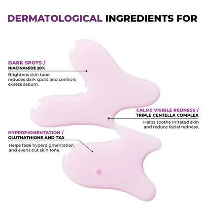 Pink silicone facial roller with smooth ergonomic design paired with niacinamide serum 40ml for excess sebum control