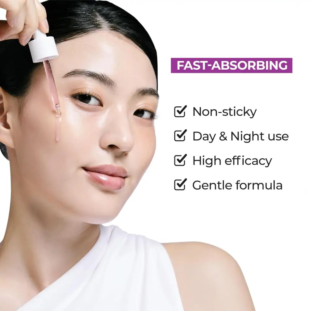 White dropper bottle containing niacinamide 20% serum 40ml designed to reduce excess sebum in skincare routine