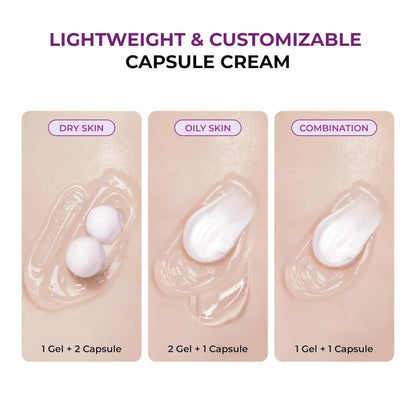 Lightweight jumiso niacinamide overnight cream 50ml with clear gel and white capsules targets dark spots for all skin types