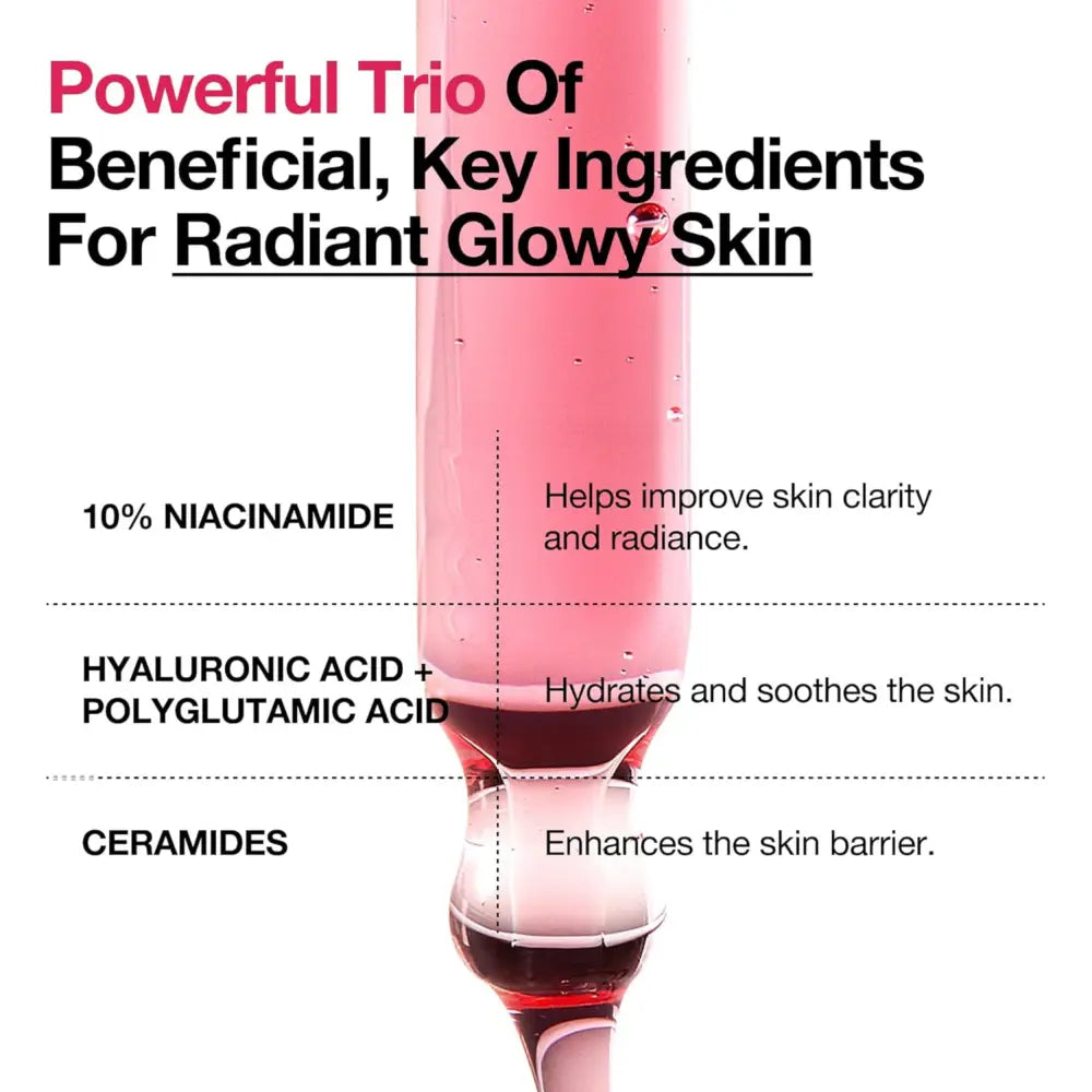 A clear glass dropper with pink liquid highlighting niacinamide 5 txa brightening pad for toner pads in authentic k-beauty