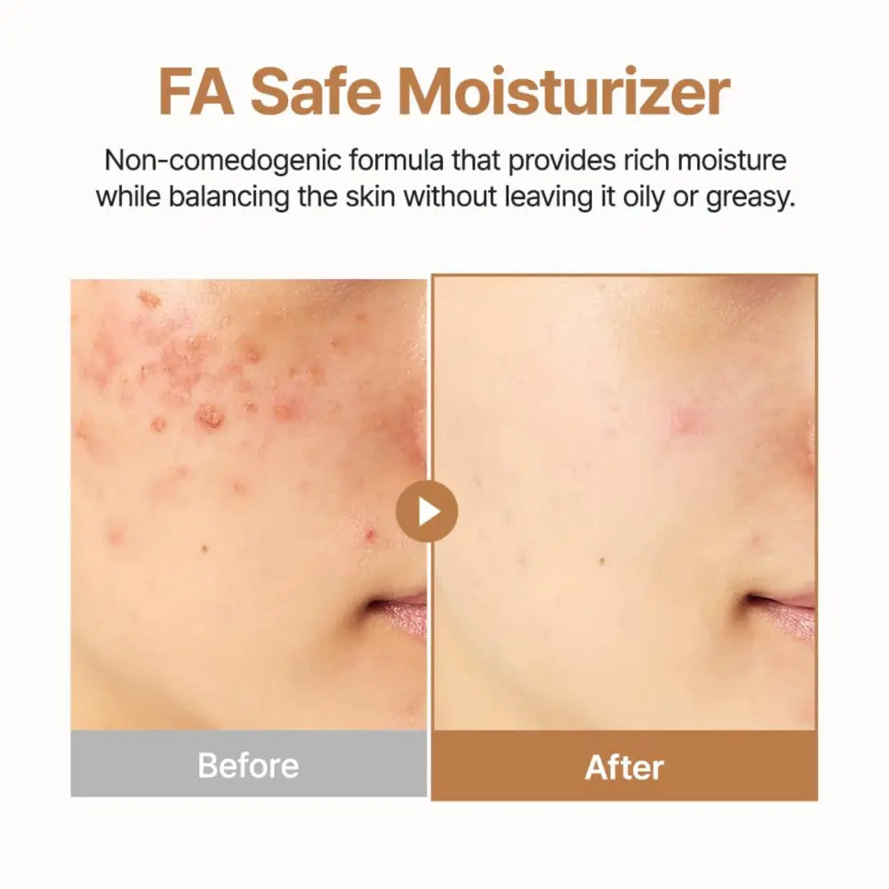 Fa safe moisturizer oat-in calming gel cream 100ml in clear bottle with white pump dispenser non-comedogenic formula