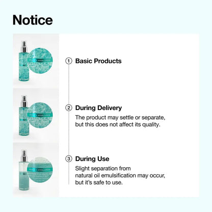 A clear glass serum spray bottle with silver nozzle and teal pdrn collagen glow liquid labeled pore plus hyaluron