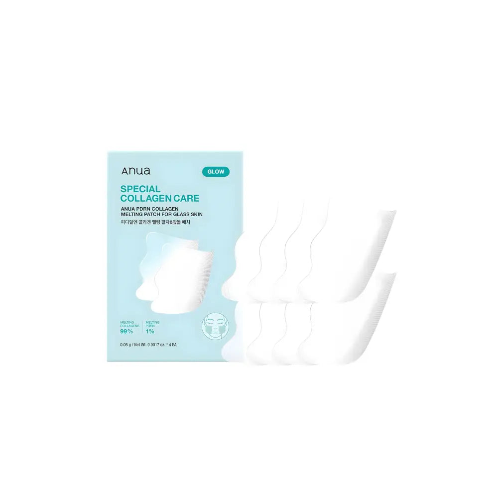 Anua pdrn collagen melting patch for glass skin in light blue packaging with white patches from the best korean skincare brands sa