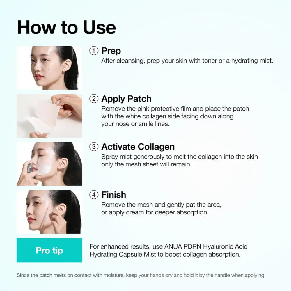 White collagen sheet melting patch with pink protective film from pdrn collagen melting patch for glass skin set