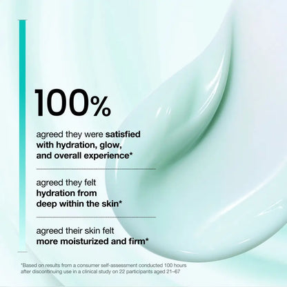 A smooth light mint-green pdrn hyaluronic acid moisturizing cream with a glossy sheen in a 60ml container