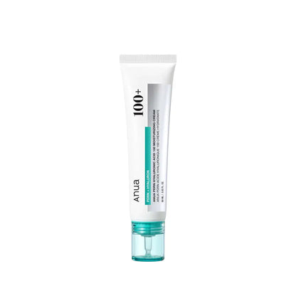 White tube of anua pdrn hyaluronic acid 100 moisturizing cream 60ml with translucent teal cap and label