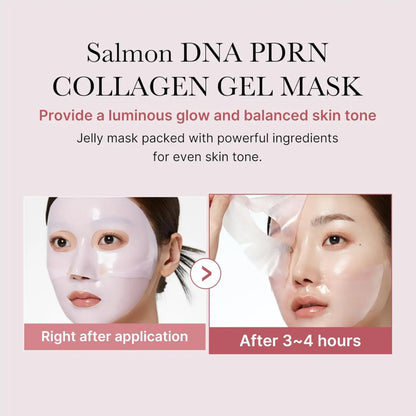 Pdrn pink collagen gel mask translucent jelly sheet with smooth glossy finish for even skin tone pack of 4