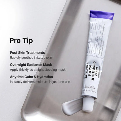 A sleek white tube with a purple cap labeled pdrn reju 5000 cream from the best korean skincare brands sa