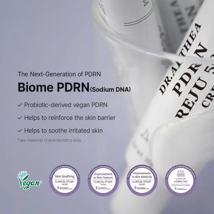 Biome pdrn serum in clear glass bottle with probiotic vegan ingredients from pdrn reju by best korean skincare brands sa