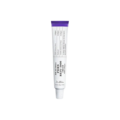 A sleek white tube with a vibrant purple cap of dr pdrn reju 5000 cream for authentic k-beauty korean skincare south africa