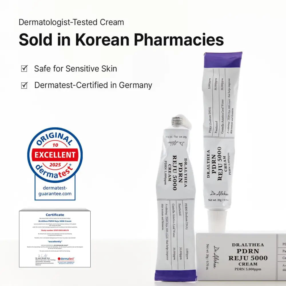 White tube of dr pdrn reju 5000 cream showcasing authentic k-beauty korean skincare south africa product packaging