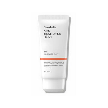White tube of genabelle pdrn rejuvenating cream 70ml with minimalist design and orange accent for korean skincare south