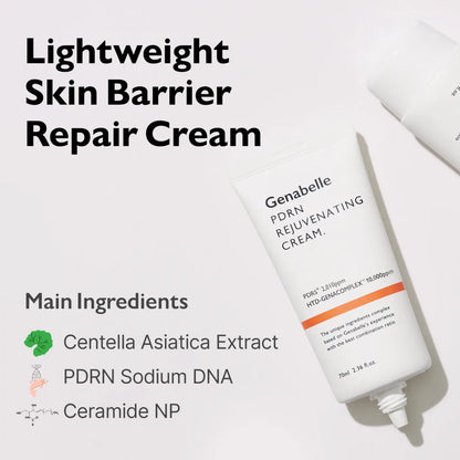 White genabelle pdrn rejuvenating cream 70ml tube with orange stripe and white pump for korean skincare south use