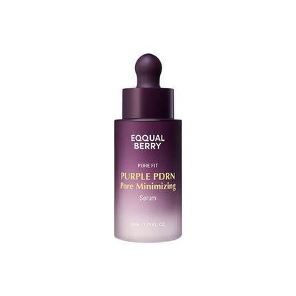A sleek purple glass bottle of equall berry pore fit purple pdrn pore minimizing serum from best korean skincare brands sa