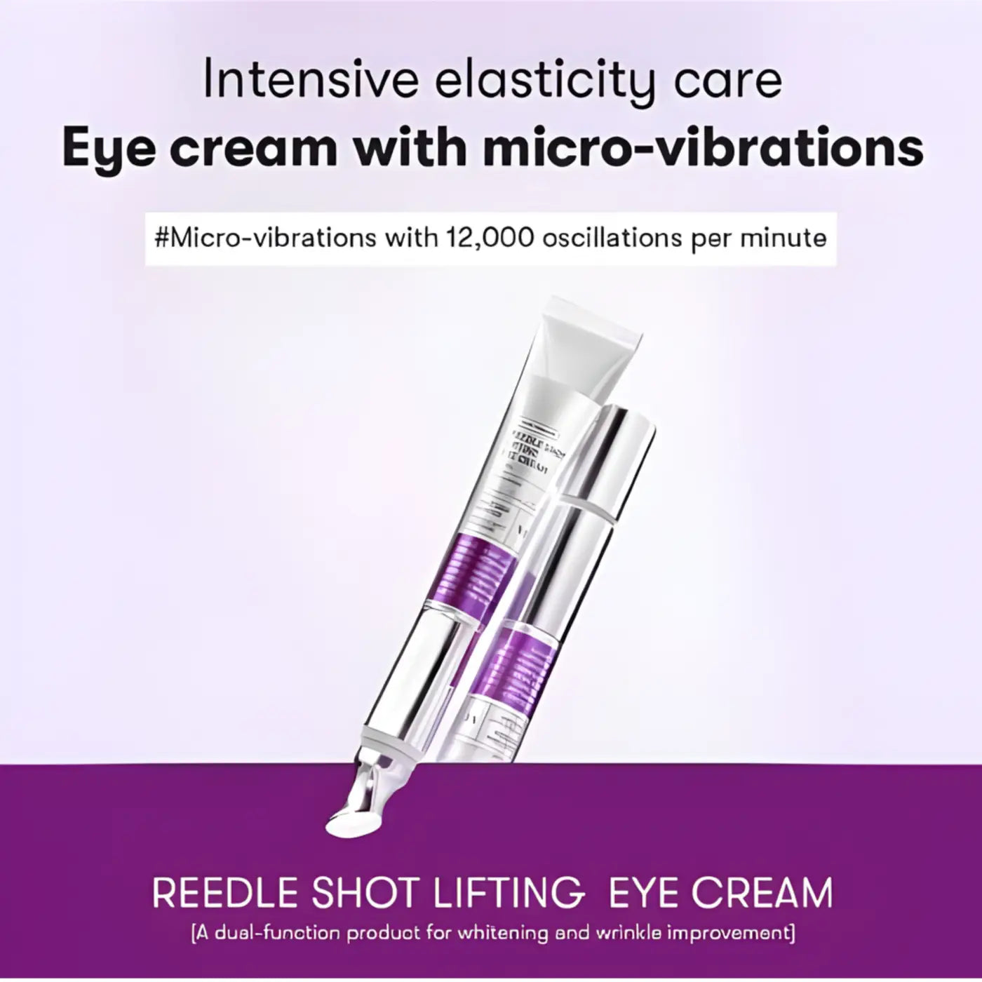 Reedle shot lifting eye cream tube in silver and purple with sleek modern design for lifting and firming eye area 15ml