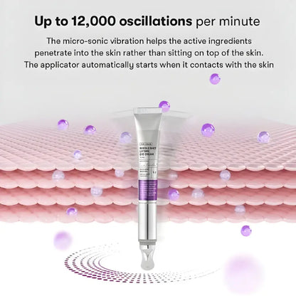 Silver and purple micro-sonic applicator for reedle shot lifting eye cream 15ml designed for lifting eye care