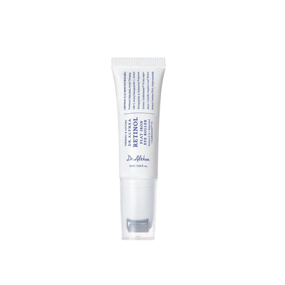 White tube of dr retinol flat iron eye roller with cica retisome for authentic korean skincare use