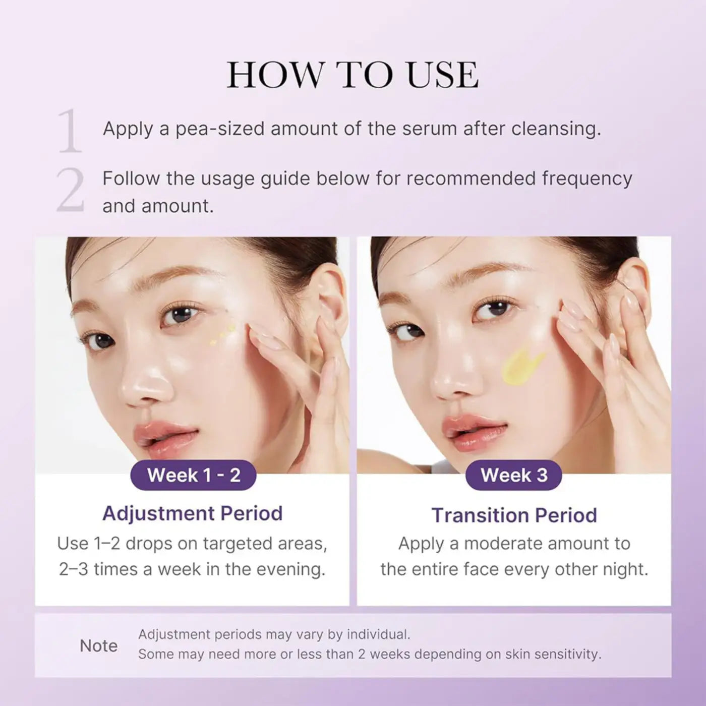 A pale yellow translucent retinol nmn boosting serum applied to the face improving skin texture in skincare routine