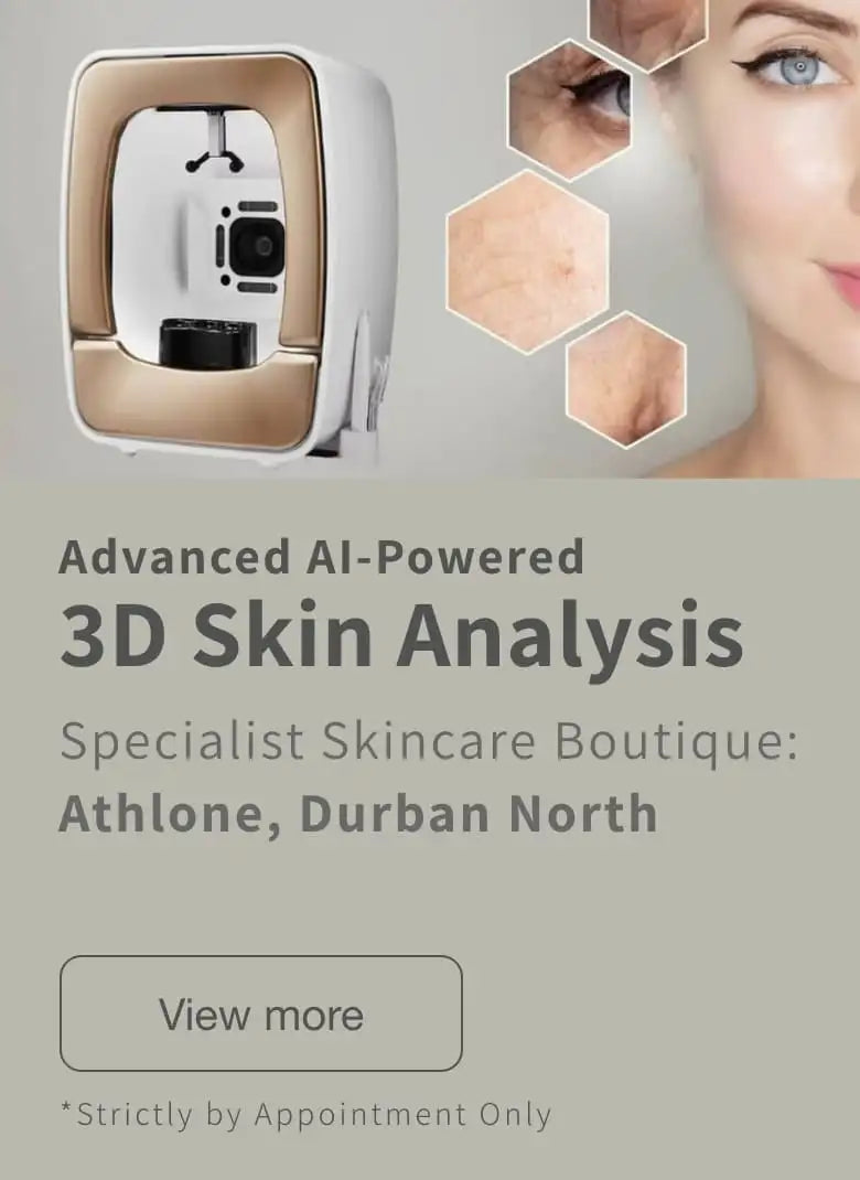 A sleek, modern white and gold 3d skin analysis machine with a digital display.