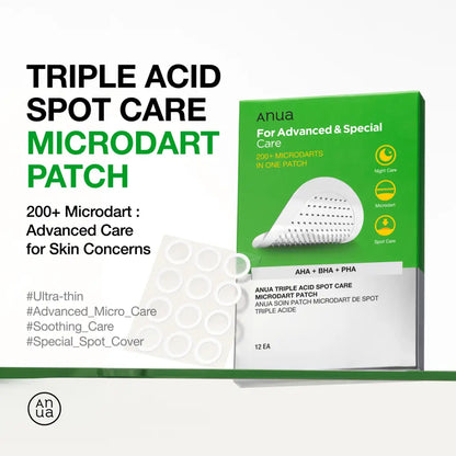 Triple Acid Spot Care Microdart Patch 12ea - Treatment Anua Acne Patches