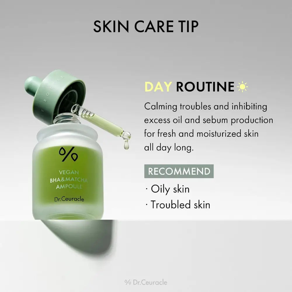 Vegan BHA & Matcha Ampoule 30ml - Serum and Dr Ceuracle Face Serums